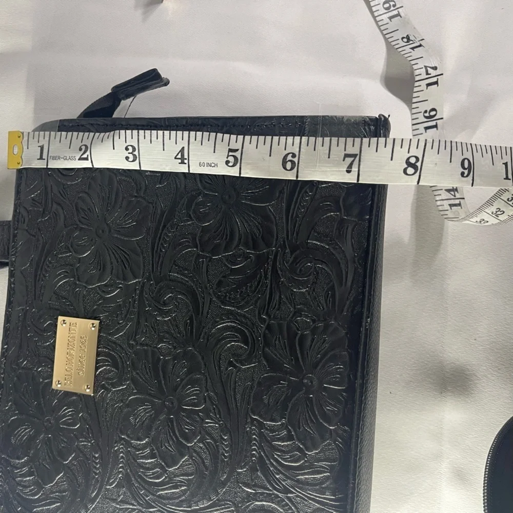 Elegant Black Floral Embossed Shoulder Bag